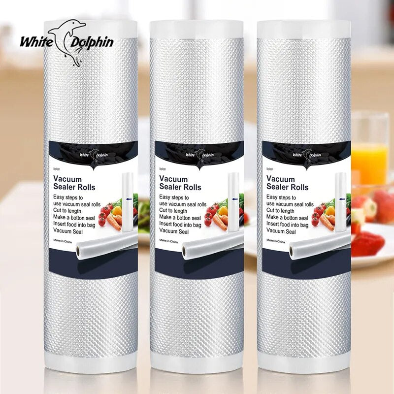 3 Rolls Best Food Vacuum Sealer Bags Kitchen Food Storage Bags 12 15 20 25cm x 500cm For Vacuum Sealer Packaging Machine