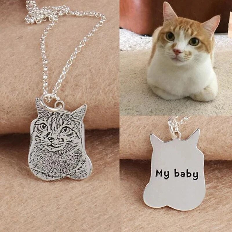 Custom Pet Photo Silver Pendant Necklace Cat Dog Necklace Jewelry Engraved Name 925 Silver Dog Necklace Best Women Memorial Gift