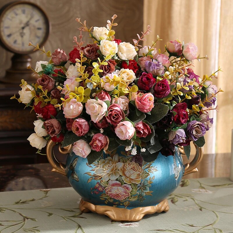 European Resin Retro Houses Office Tablepans Artificial Flowers Christmas Decorations Wedding Decorations Handicrafts vase