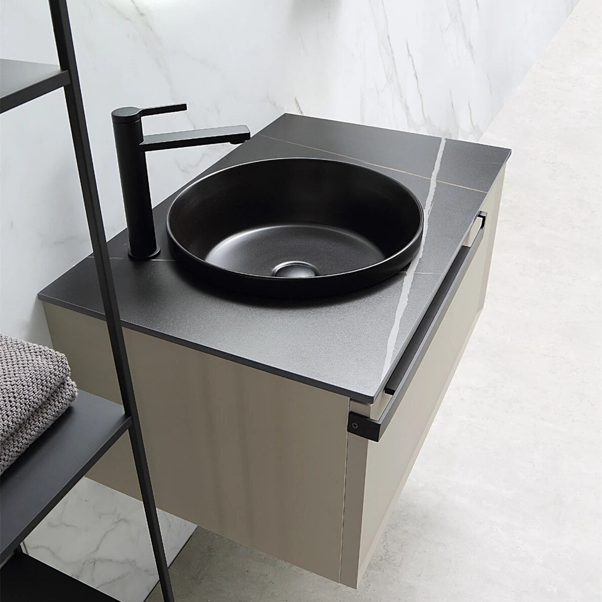 Bathroom furniture, light luxury solid wood bathroom cabinet, ceramic basin, LED mirror, combined bathroom cabinet