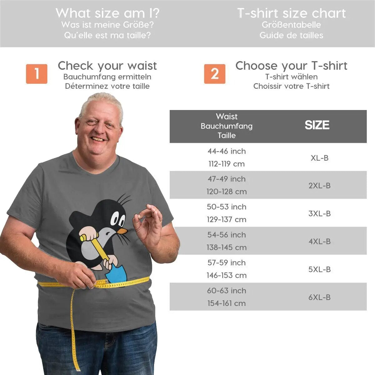 Mole Digging T-Shirt for Men Krtek Little Maulwurf Big Tall Tee Shirt T Shirts Plus Size Big Size Large 4XL 5XL 6XL Clothes