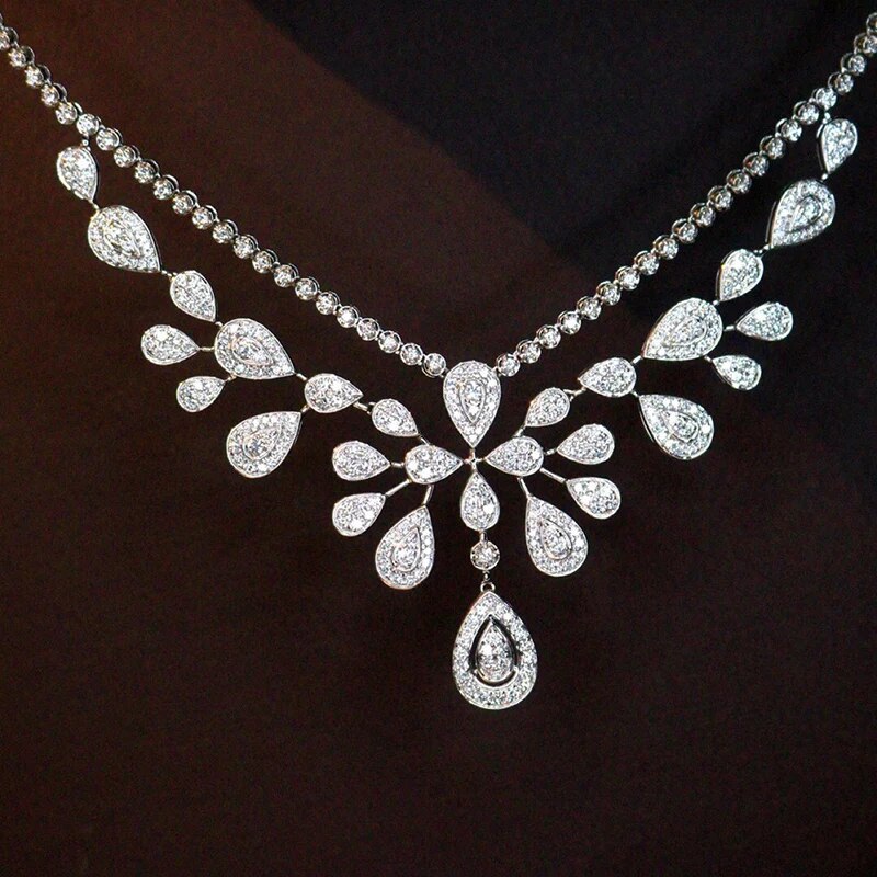JK&JY Luxury 18K White Gold 6.5ct Natural Diamond Necklace Weight 37 g Noble Party Jewelry 100% Quality Assurance