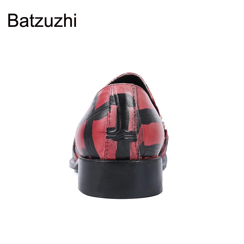 Batzuzhi Men's Shoes Italian Style Gold Metal Toe Genuine Leather Dress Shoes for Men's Business, Party and Wedding, Big EU38-46