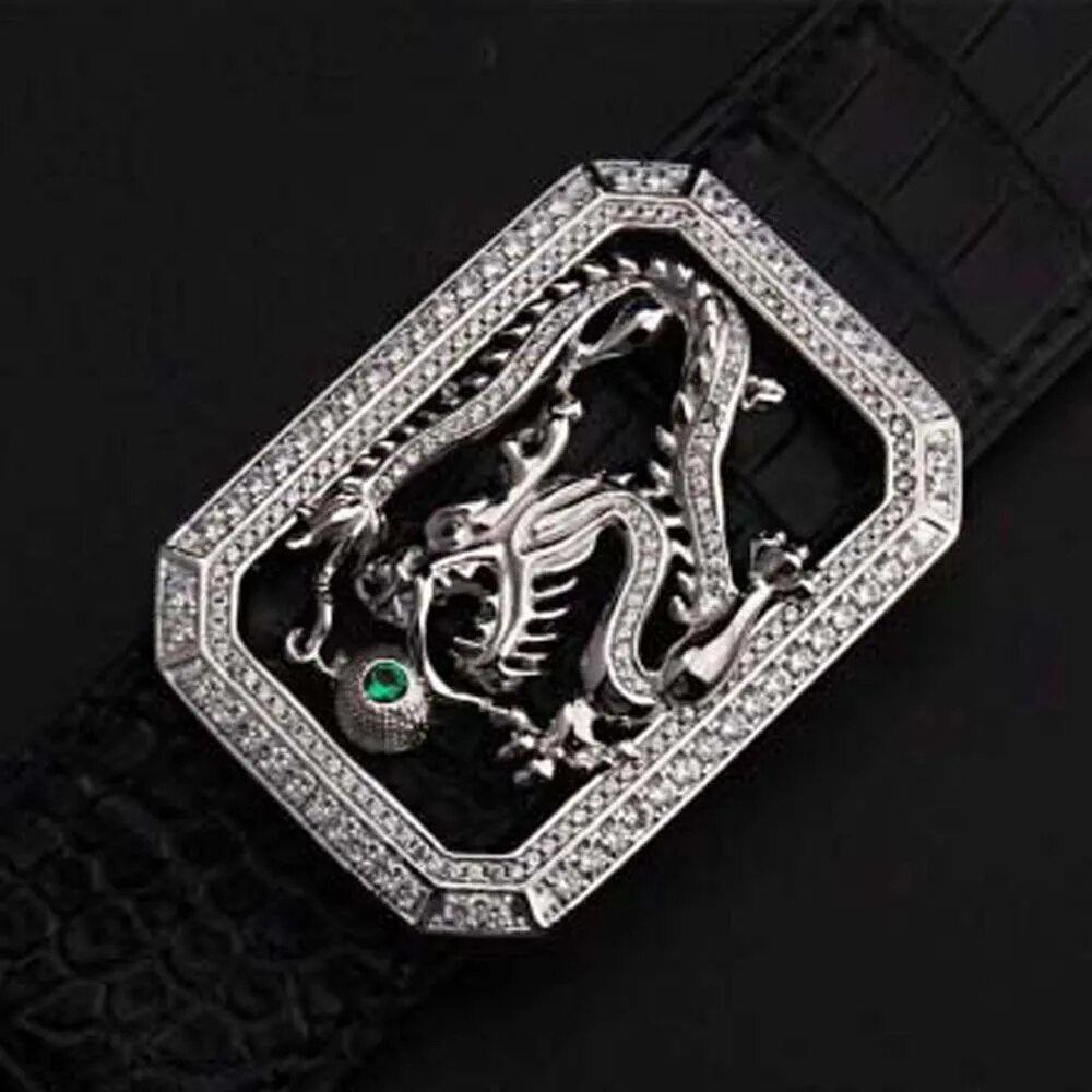 menggeka crocodile skin  Belt  male  S925 Pure silver buckle  Smooth buckle Belly Chinese Zodiac male belt  men crocodile belt