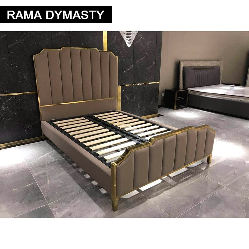 RAMA DYMASTY genuine leather soft bed modern design bed bett, cama fashion king/queen size bedroom furniture