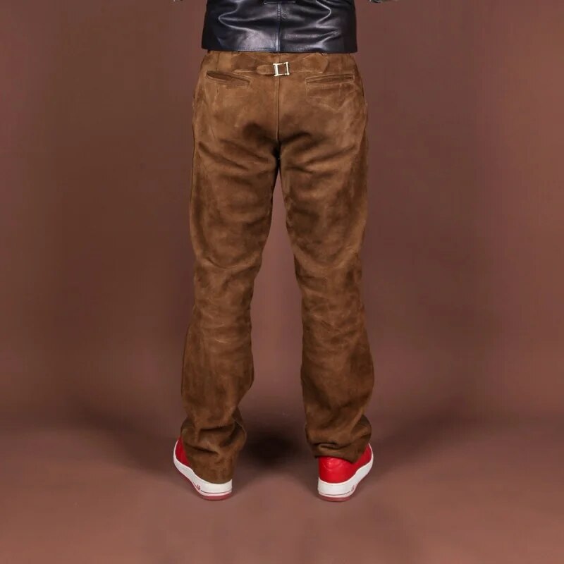 Spring Mens Autumn New 2022 Solid Vintage Biker Straight Pants British Style Fashion Brown Casual High Quality Male Pants