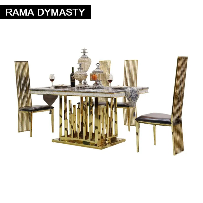 Rama Dymasty stainless steel Dining Room Set Home Furniture modern marble dining table rectangle table