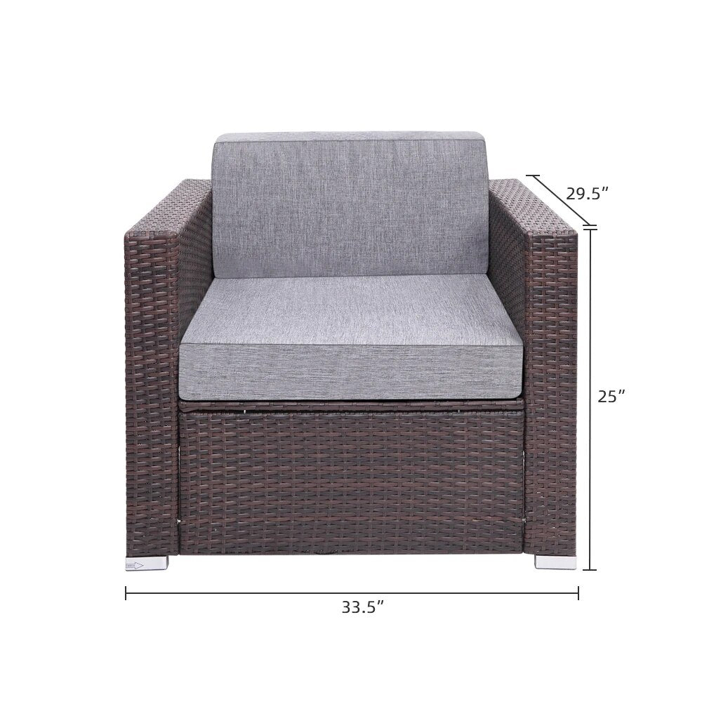 US Warehouse 8 Pieces Patio PE Wicker Rattan Corner Sofa Set Outdoor Furniture Set  for the Outdoors and Garden