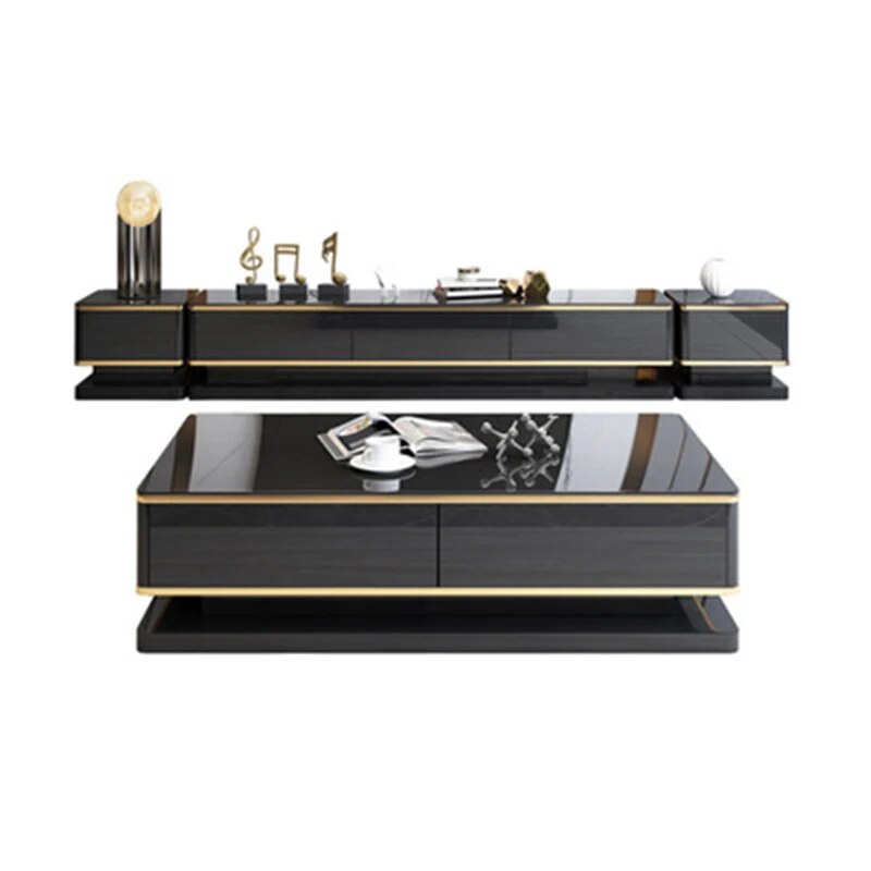 Modern Style High Living Room Wooden Furniture Tempered Glass Lcd TV Stand 7653