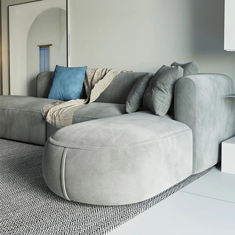 Modern minimalist Nordic light luxury small apartment living room corner chaise double fabric sofa furniture