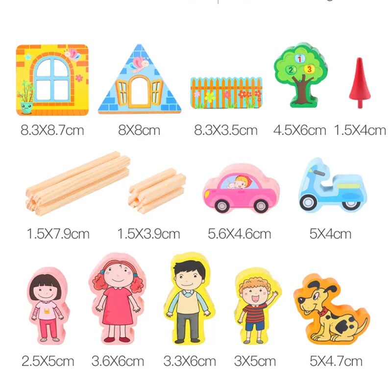 DIY Wooden Dollhouse Kids Assemble Family DollHouse Castle Toys With Car Colorful Casa Doll Houses Wood Toys For Children Gifts