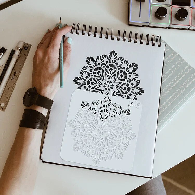 48 pcs/set Mandala Plastic Stencils /Notebook/Diary/Scrapbook Hollow DIY School Stationery Office Supplies