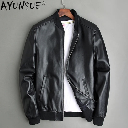 AYUNSUE 100% Sheepskin Leather Jacket Men Short New 2020 Men's Clothing Autumn Winter Coat Mens Chaqueta Cuero Hombre LXR380