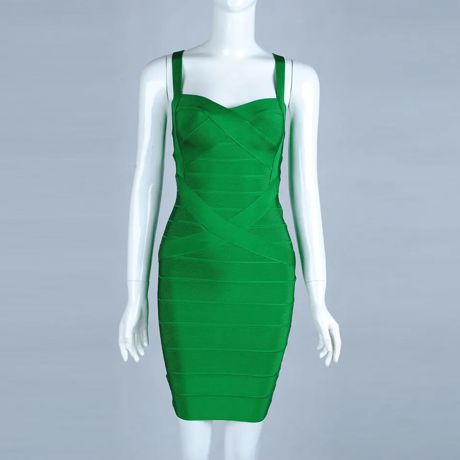 Women'S Sexy Bandage Dresses Christmas Autumn Sleeveless Spaghetti Belt Stretching Fitness Club Party Dress Mini Bodyconvestodos - KAISERINC