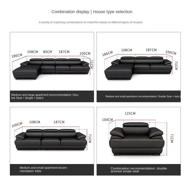 Leather Sofa Lounge Furniture Modern Simple Outfit Small-Sized Combination Sofa