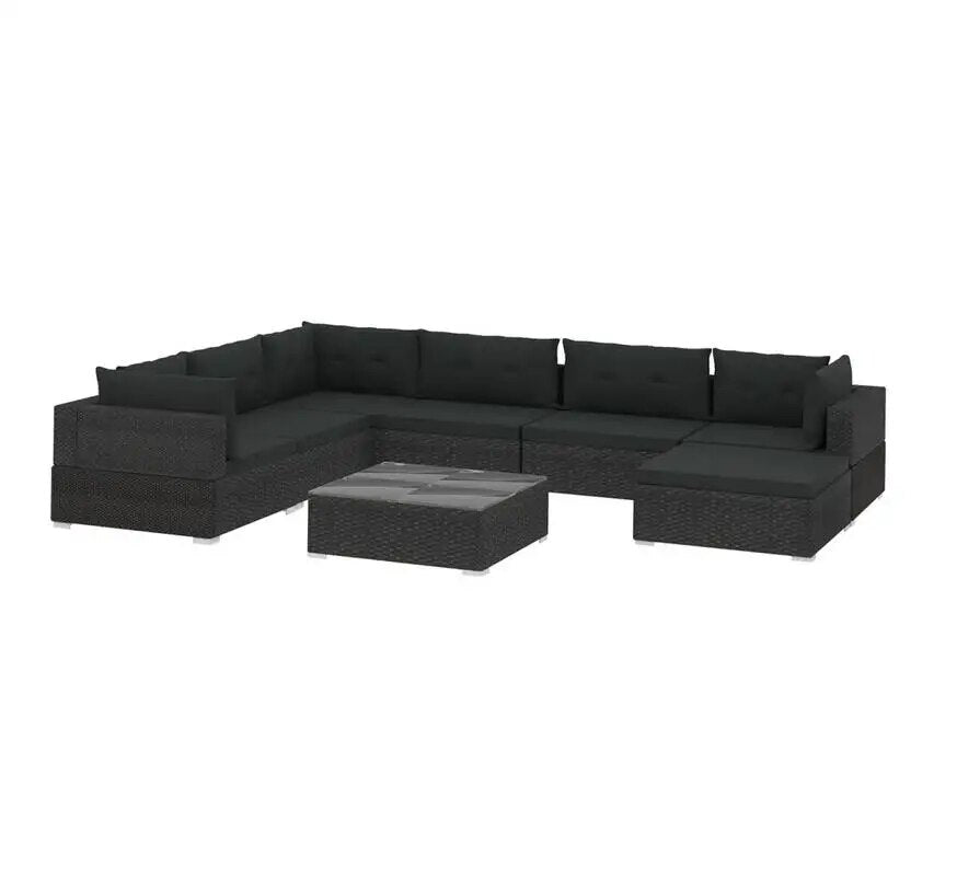 8PCS Outdoor Garden Furniture Set Rattan Corner Sofa Patio Conversation set for Backyard Porch Garden Poolside only ship to uk
