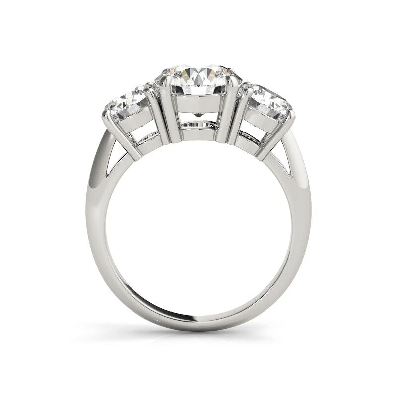 LESF 925 Sterling Silver Women's Ring 3 Stones 2 Carats Round Cut SONA Simulated Diamond Wedding Engagement Rings