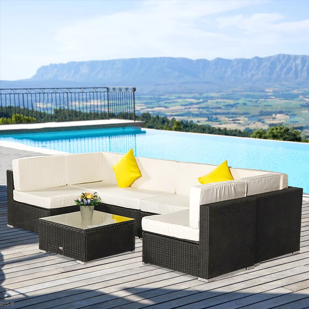 Patio Furniture Set 7 Pieces Patio PE Wicker Rattan Corner Sofa Set US Warehouse In Stock