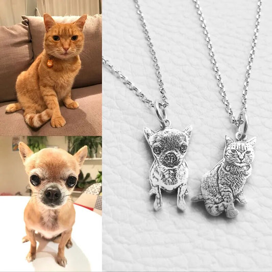 Custom Pet Photo Silver Pendant Necklace Cat Dog Necklace Jewelry Engraved Name 925 Silver Dog Necklace Best Women Memorial Gift