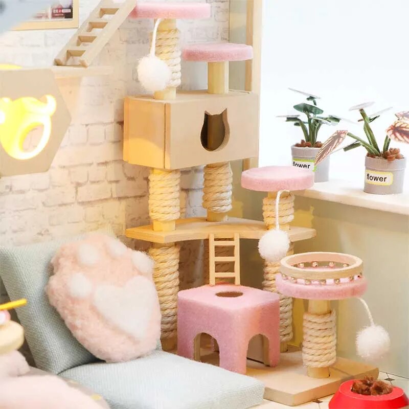 CUTEBEE DIY Dollhouse Kit Wooden Doll Houses Miniature Furniture Kit Casa With Dust Cover Led Toys for Children Birthday Gift