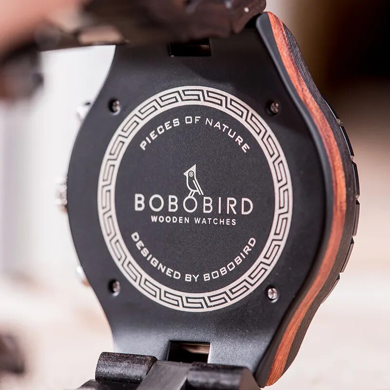 BOBO BIRD Men Watch Wood Luxury Stylish Watches Timepieces Chronograph Military Quartz Great Men's Gift relogio masculino W-R22