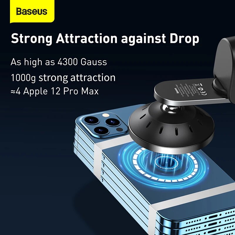 Baseus Car Phone Holder 15W Wireless Charger Stand Magnetic Charger Mount for iPhone 12 Series Strong Megnetic