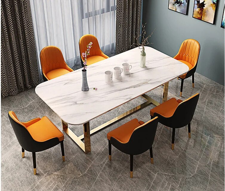 Light luxury dining table Simple post-modern round table multifunctional furniture with rotary table telescopic rotating househo