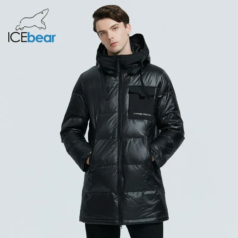 ICEbear 2022 high-quality men's casual hooded jacket new winter mid-length cotton coat brand men's clothing  MWD20923I