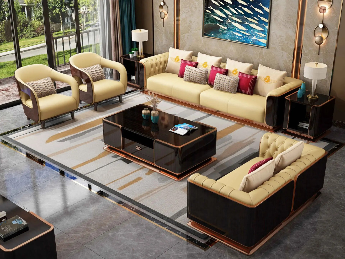 Light luxury first floor cattle villa living room combination sofa furniture