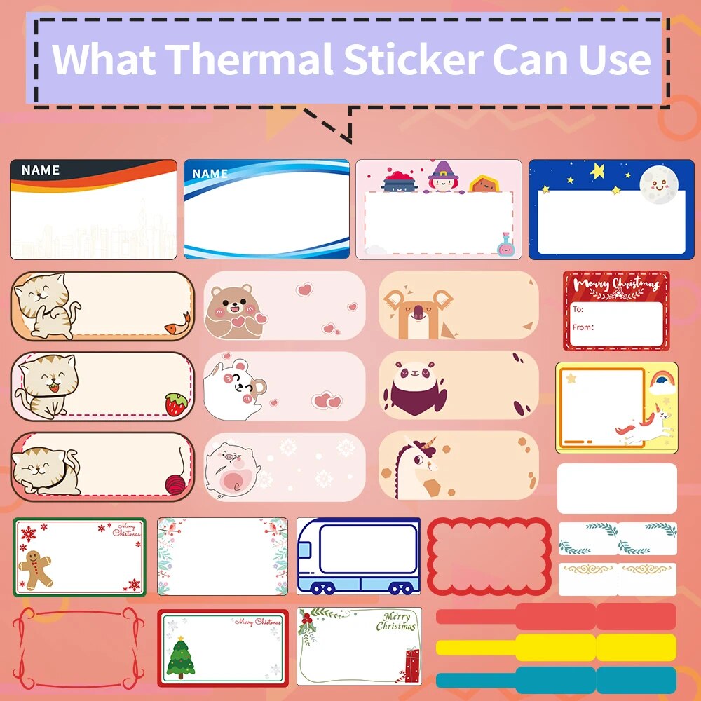 Phomemo M110 Wireless Printers Thermal Label Maker Android & IOS Phone Sticker Printer with Square Round Adhesive Paper Roll