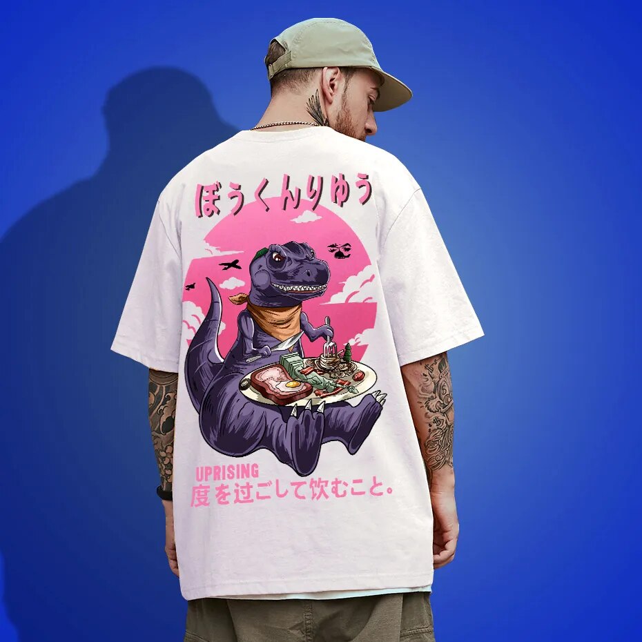 UPRISING t shirt Men Cartoon Dinosaur Printed Men's t shirt Summer Tee shirts O-Neck Fashion High Street Tees hip hop Streetwear