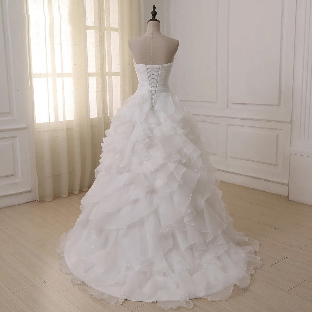 Jiayigong Real Wedding Dress Robe De Mariee White/ Ivory Sweetheaert Ruffles Corset Plus Size Wedding Dresses Vestido De Novia - KAISERINC
