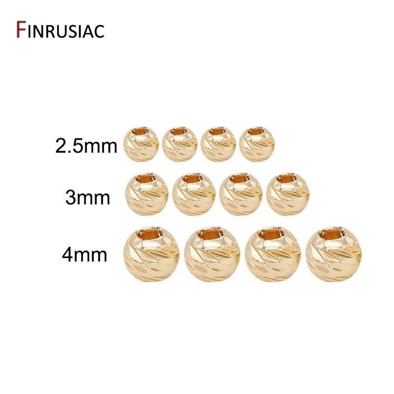 Gold Plated 2.5mm/3mm/4mm Round Spacer Beads Cutting Pattern Beads Accessories For Jewellery Making DIY Bracelets Necklaces