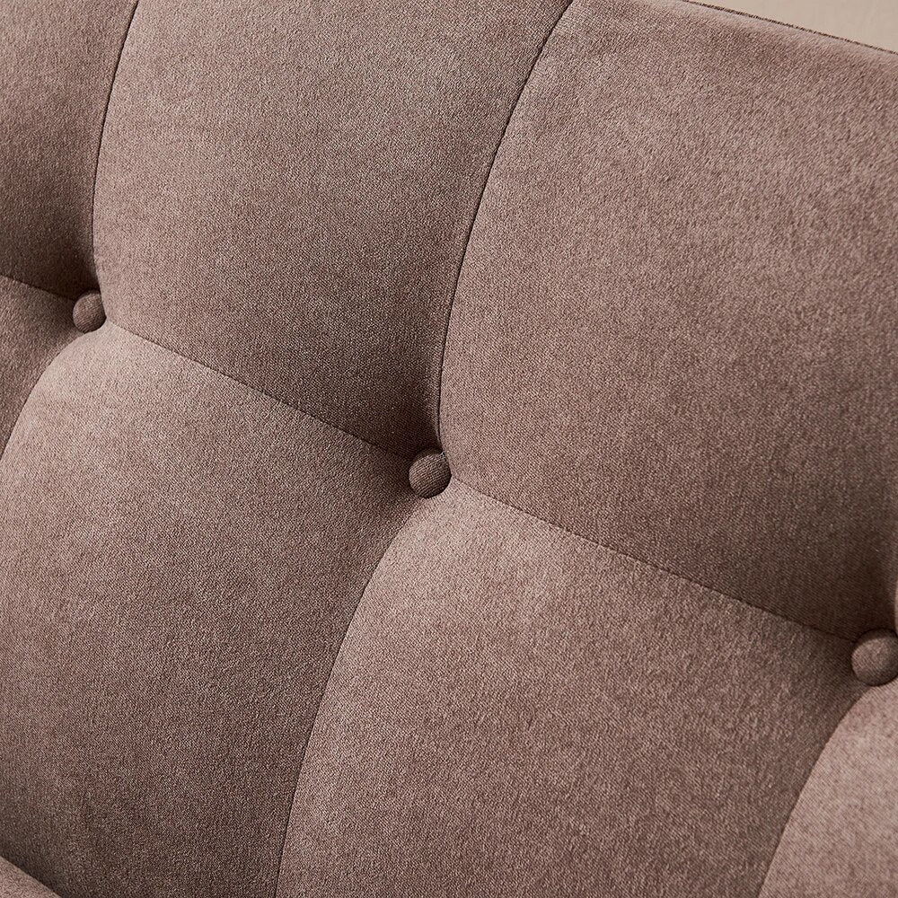 Mid-Century Ployester Fabric Sofa Hardwood Frame 79"Lx30"Wx33"H for Living Room Indoor Furniture Brown[US-Stock]
