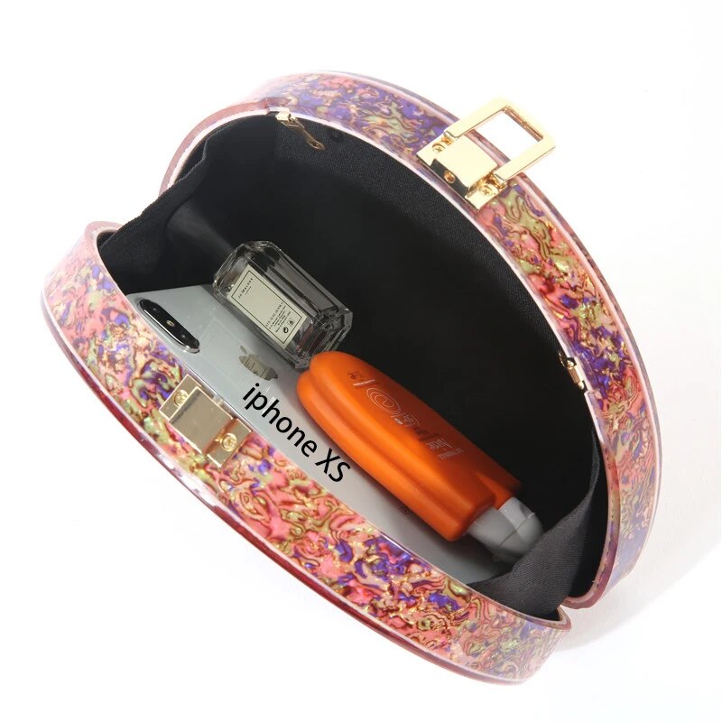 Semicircle Acrylic Wallet Women Evening Clutches Design Bag Shell Handbags Colorful Party Wedding Purses Free Shipping Wholesale