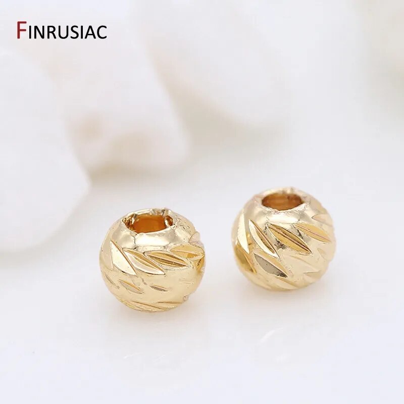 Gold Plated 2.5mm/3mm/4mm Round Spacer Beads Cutting Pattern Beads Accessories For Jewellery Making DIY Bracelets Necklaces