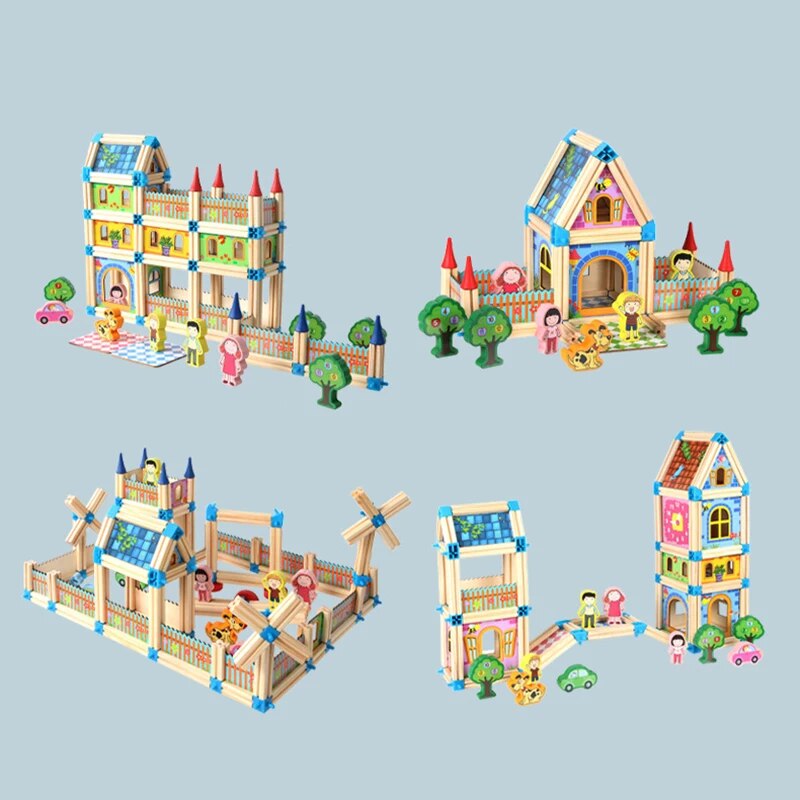 DIY Wooden Dollhouse Kids Assemble Family DollHouse Castle Toys With Car Colorful Casa Doll Houses Wood Toys For Children Gifts