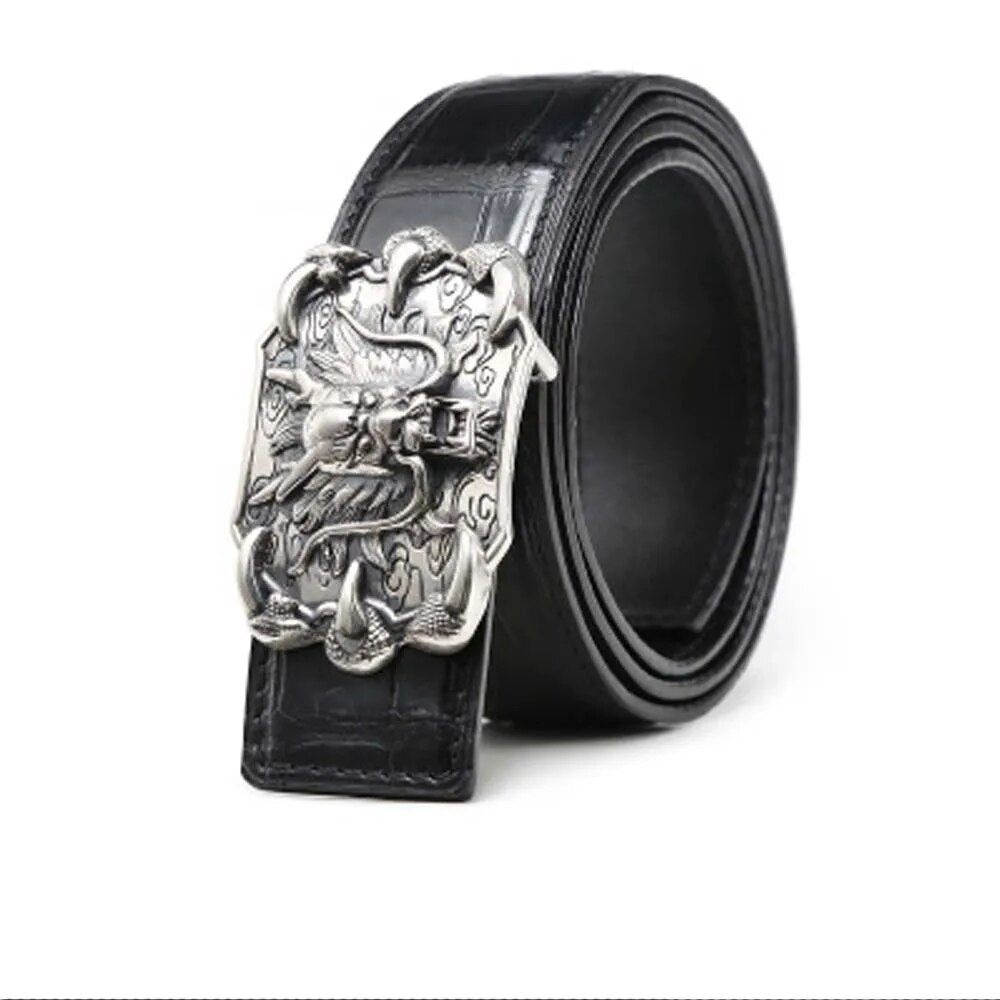 linshe male belt  Genuine crocodile  leather  925  Silver buckle  middle-aged  youth  tide men belt  crocodile Men belts