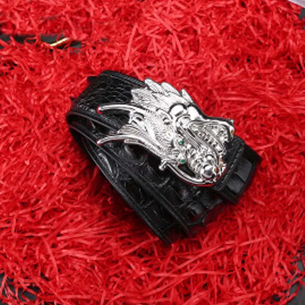 linshe new men belt  male  true  crocodile  925 sterling silver  business  male belt  fashion  tide  crocodile  Men belts