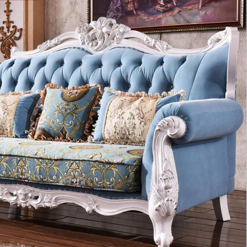 high quality  European  antique living room sofa furniture genuine leather set xhs0010