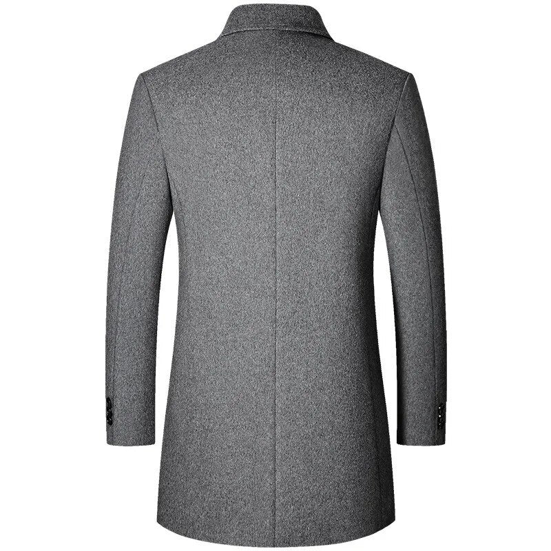 New Men's Clothing Woolen Jacket Coats Wool & Blends Winter Coat Mid-long Trench Classic Solid Thickening