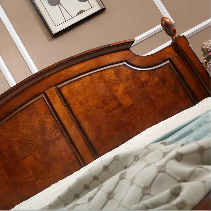 American wood bed 2 people  European classical American country style furniture double bed 1.8 m p10292