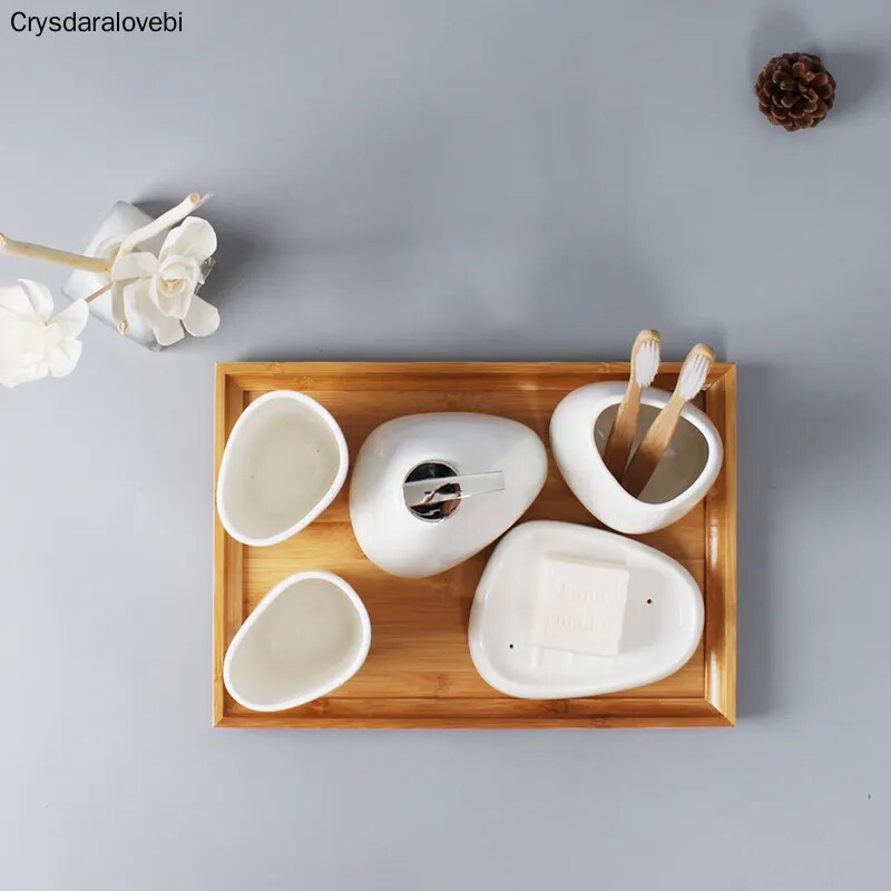 Simple dumb white ceramic Bathroom Accessories Set of bathroom sets of wash sets bathroom suite Ceramic wash supplies