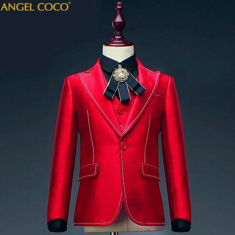 Children's Formal 5pcs Suit Sets Flower Boy Wedding Party Prom Birthday Dress Costume Kids Blazer Vest Shirts Pants Outfits