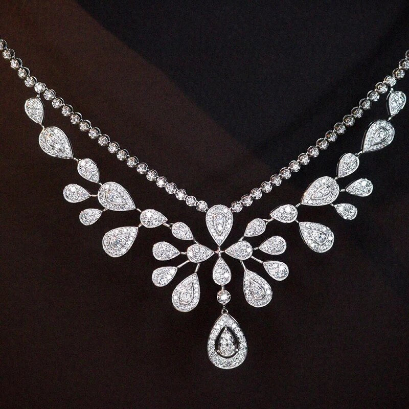 JK&JY Luxury 18K White Gold 6.5ct Natural Diamond Necklace Weight 37 g Noble Party Jewelry 100% Quality Assurance