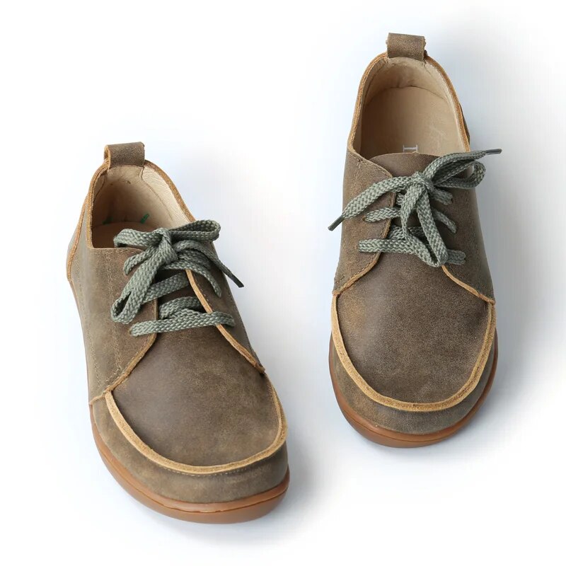 Men's Shoes Lace up Leather Casual Shoes Spring Autumn Male Sneakers Designer Man Shoes Genuine Leather Barefoot Shoes