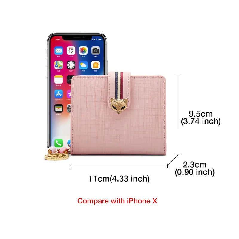 FOXER Card Holder Split Leather Women Wallet Designer Coin Purse Lady Zipper Wallet High Quality Cute Short Wallets With Pendant