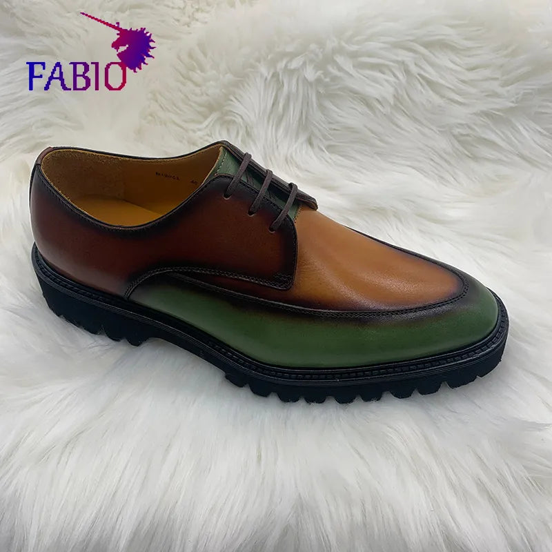 French cowhide men's shoes imported foaming outsole leather men's shoes Bruti style men's shoes