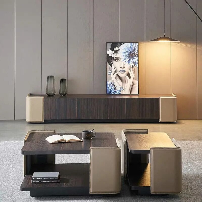 Tea table TV cabinet combination living room furniture Italian minimalist tea table TV cabinet