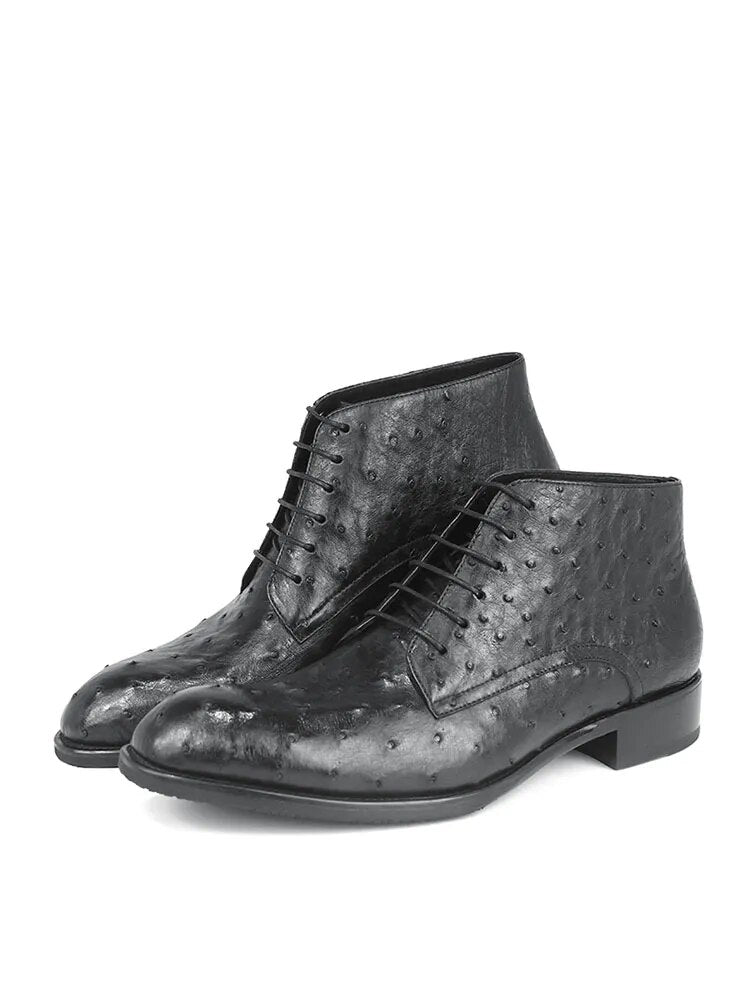 Sipriks Mens Ankle Boots Imported Ostrich Skin Desert Shoes High Quality In Stock Male Cowboy Boots Lace Up Derby Shoe Casual 43